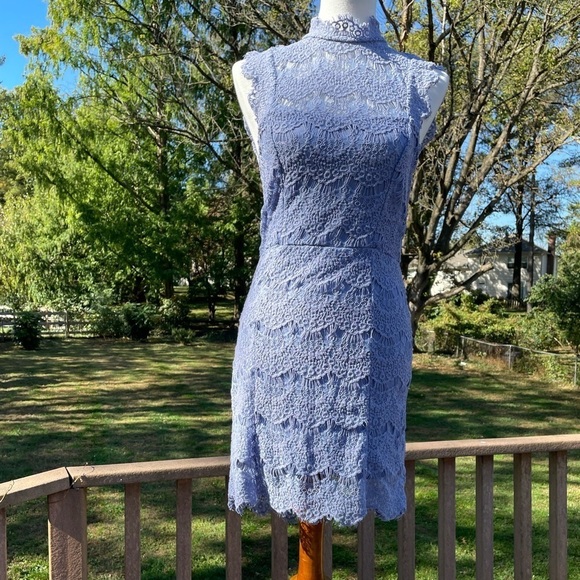 Free People crochet dress, steel grey violet. Open back - Picture 2 of 10